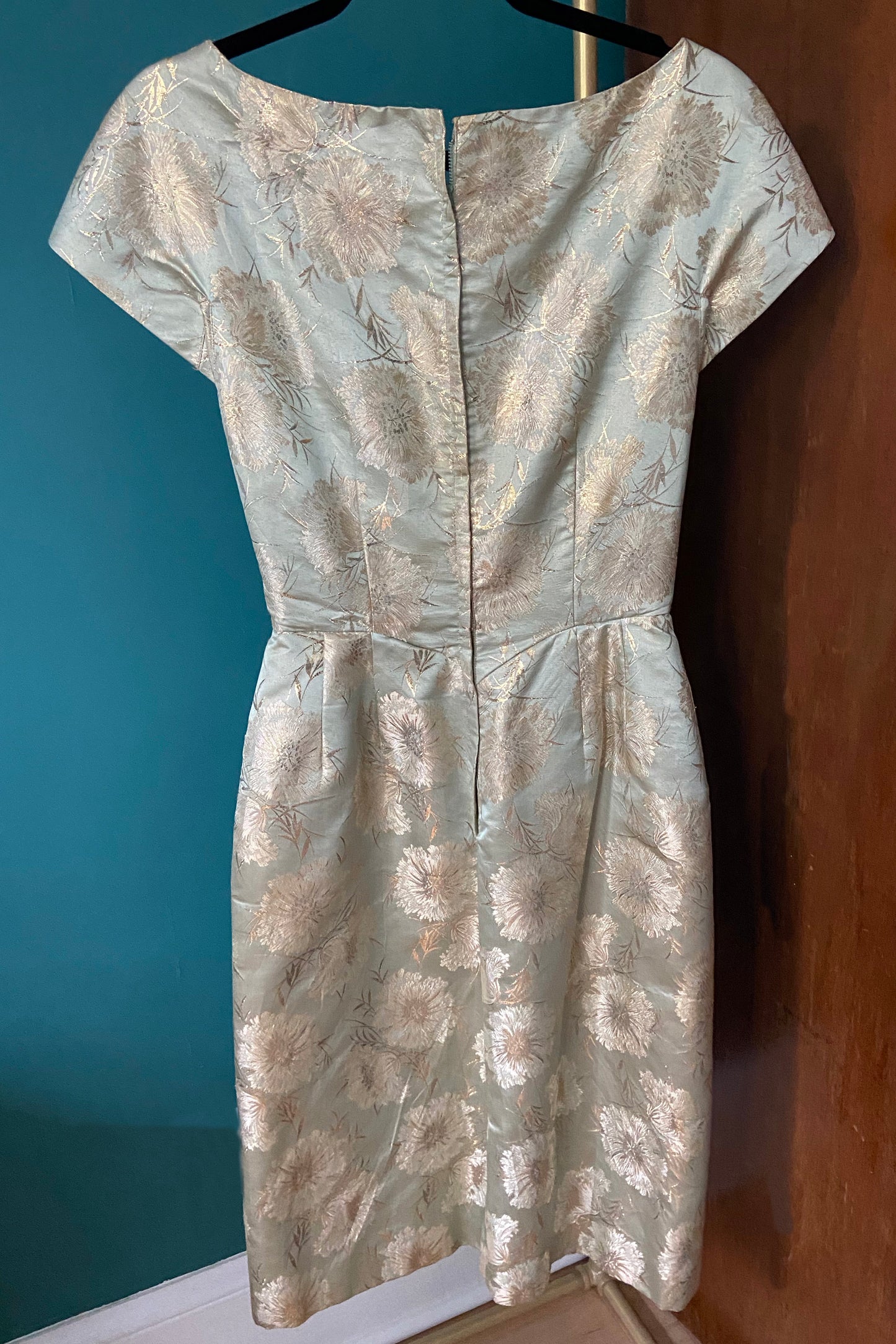 1950s Vintage Silk Taffeta Floral Dress