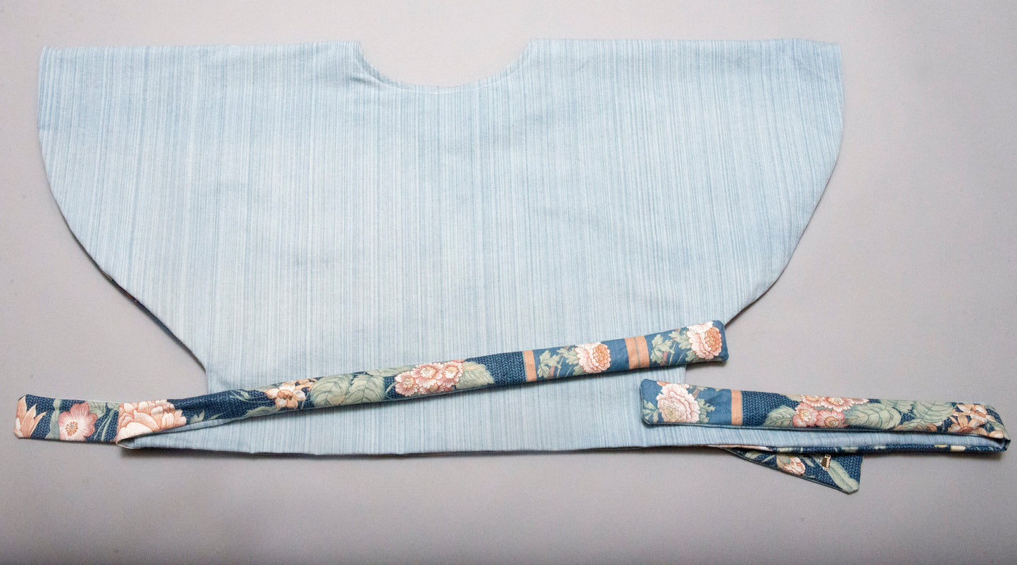 Circle wrap blouse sustainably made in Pennsylvania from second-hand fabric.