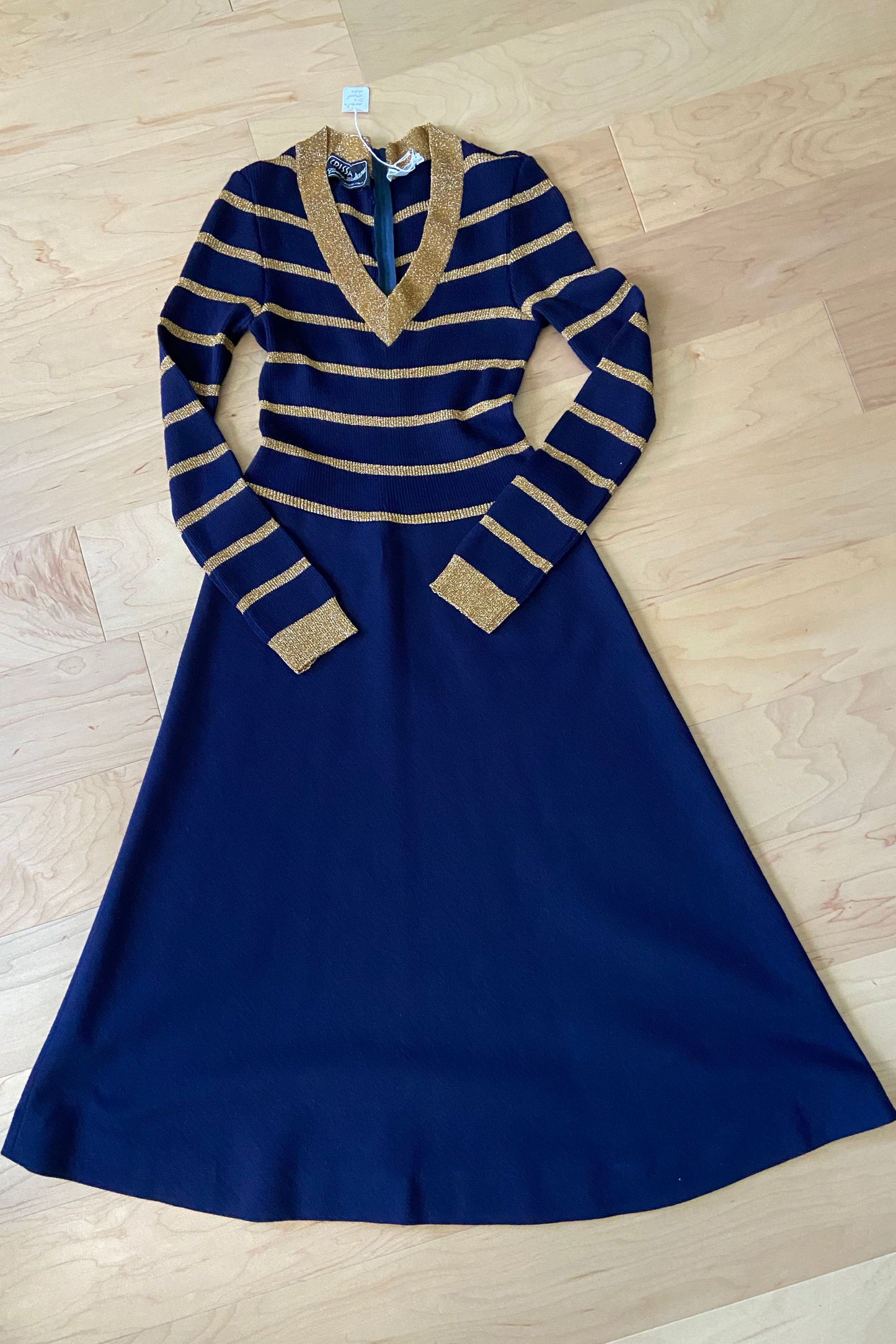 1970s Vintage Knit Fit and Flare Dress