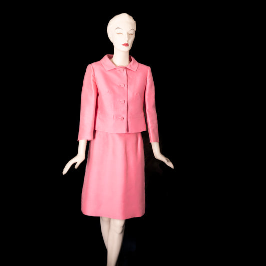 1960s Vintage Pink Silk Suit - Barbie Ready!