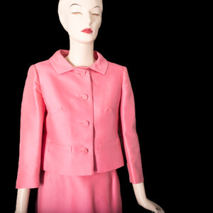 1960s Vintage Pink Silk Suit - Barbie Ready!