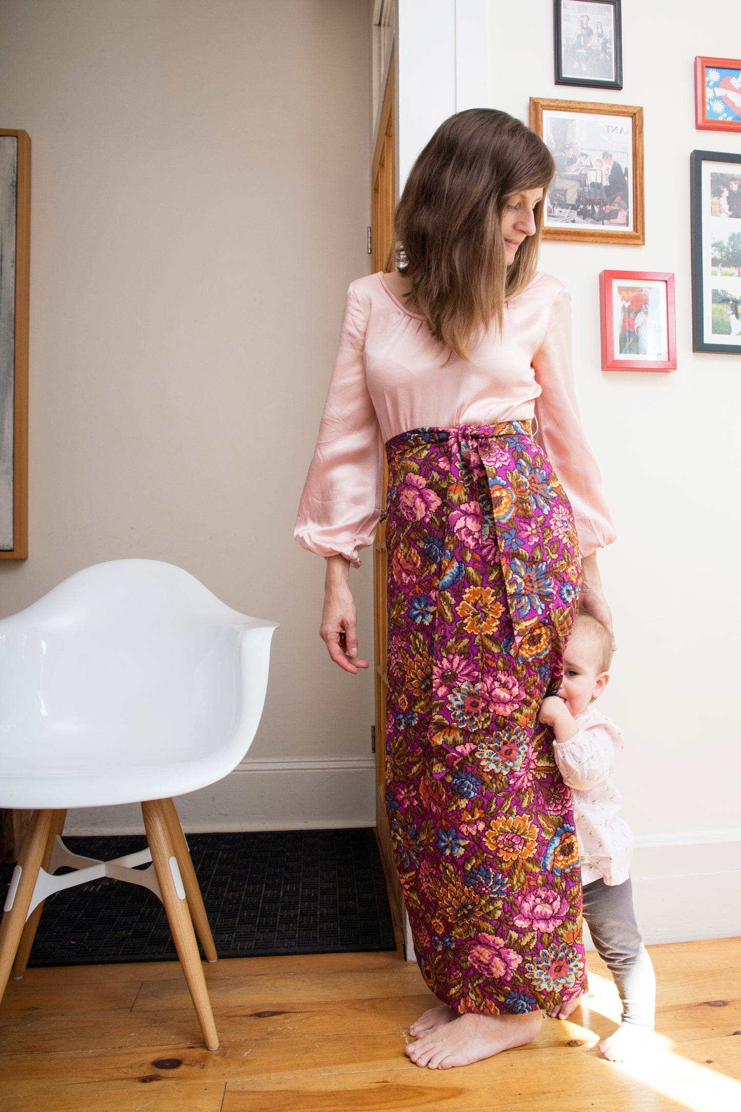 1970s Vintage Pink Quilted Dress