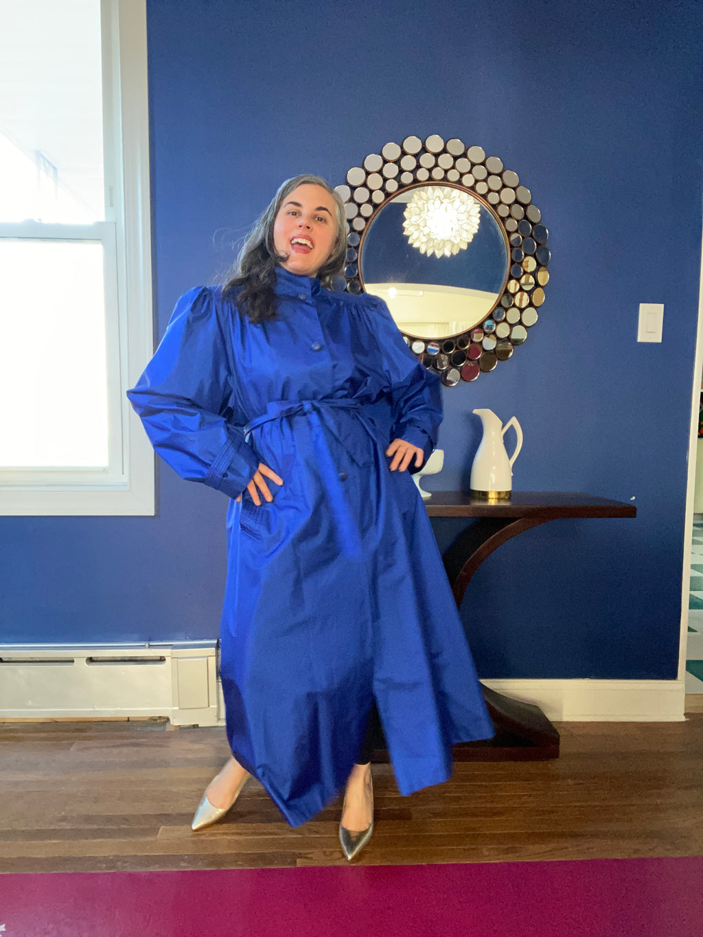 1980s Vintage Royal Blue Raincoat