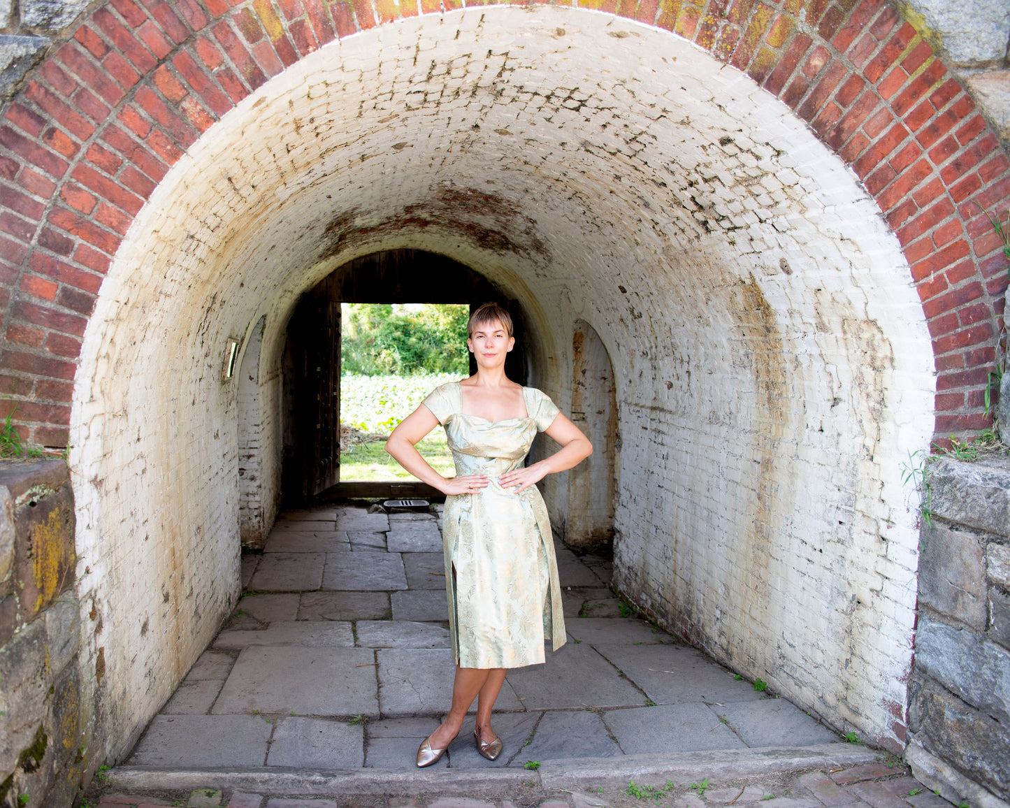 1950s Vintage Silk Taffeta Floral Dress