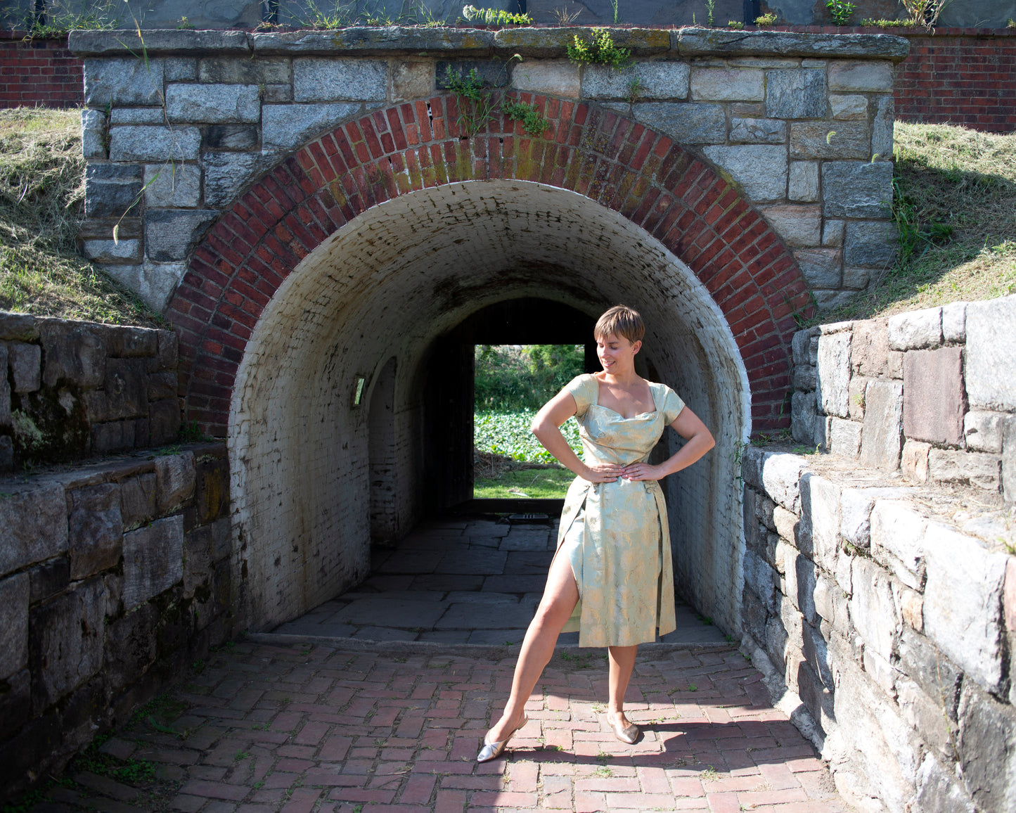 1950s Vintage Silk Taffeta Floral Dress