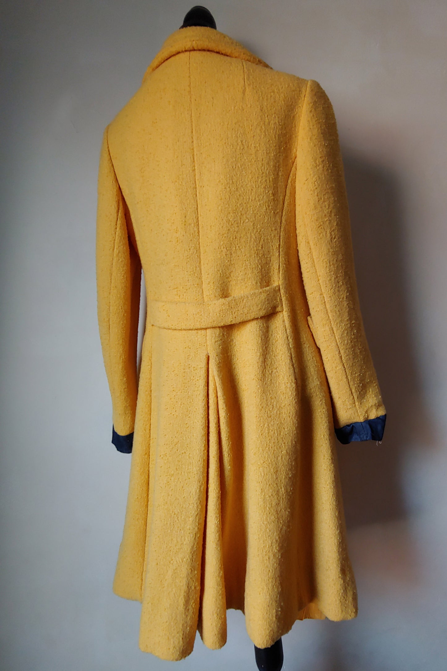 1960s Vintage Yellow Boucle Wool Princess Coat